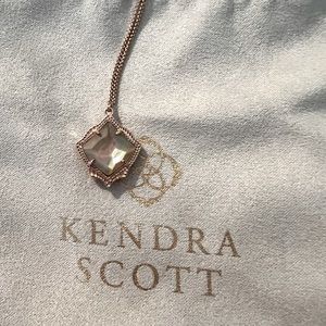Kendra Scott Kacey Pendant Necklace Rose Gold Tone Brown Mother of Pearl